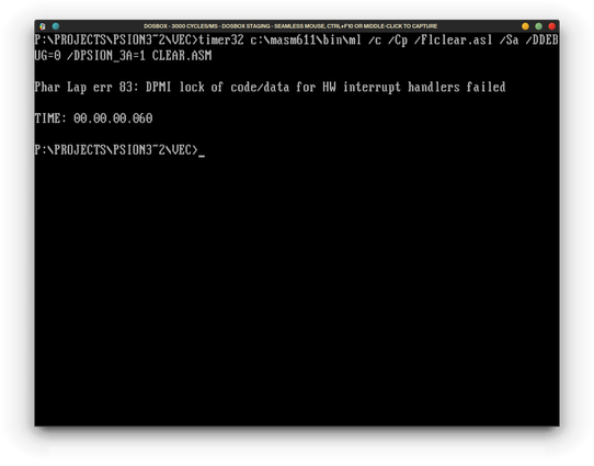 Phar Lap err 83: DPMI lock of code/data for HW interrupt handlers failed.