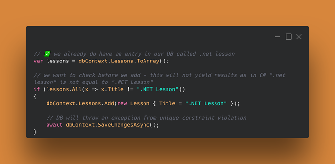 C# code using EntityFramework