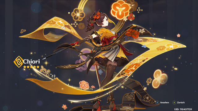Genshin Impact Splashart zu Chiori.