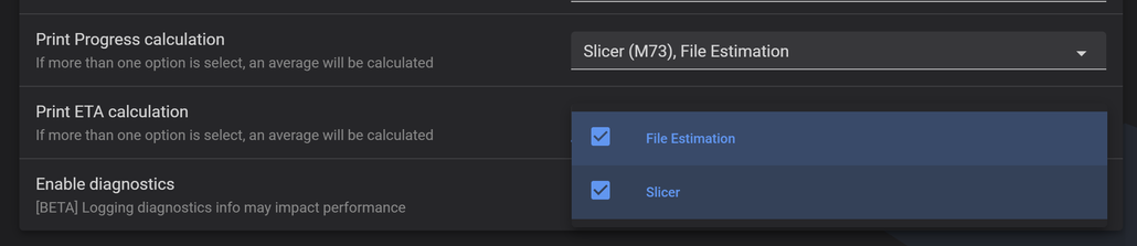 Print progress and ETA calculation based on File Estimation, Slicer, or average of both