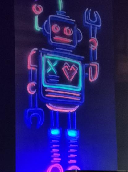 Neon robot wall decal