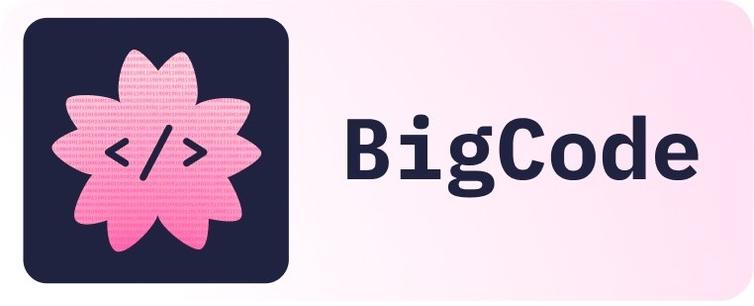 The BigCode logo, “</>” contained in a sakura blossom, contained again by a rounded square.