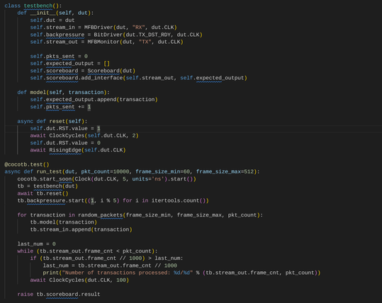 Simple verification written using cocotb.
