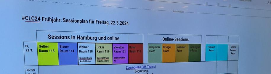 Screen Session plan mit Hamburg Räumen in denen Online sind & reine online