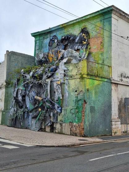 "Raccoon" by Bordalo II in Lisbon, Portugal