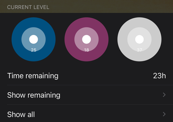 My current learning progress, 25 items remembered, 18 learning