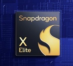 The ARM Snapdragon X Elite logo on a chip surface