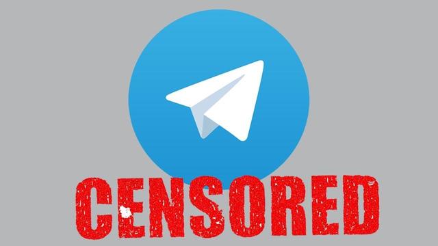 Logotipo de Telegram con el sello 'Censurado'.