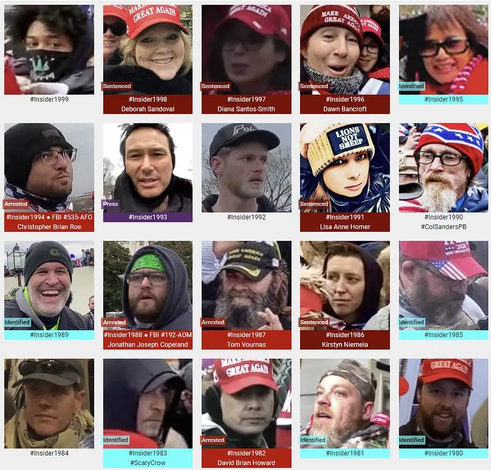 Photos of January 6th riot suspects who were observed inside the US Capitol Building (Range: 1,980 through 1,999, of 3,268) (as of February 22nd, 2024).  Insider numbers are not the same thing as FBI numbers.  Posts are subject to updates, corrections and revisions.