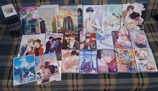 Viele Bücher und ein Druck. Nur Boys Love.