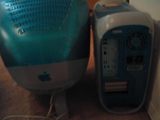 Reverse (back side) of Apple Macintosh monitor and G3 computer