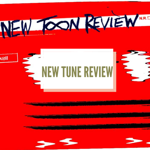 A red music cassette with New Tune Review written on it