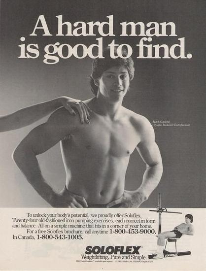 Text - A hard man is good to find. Young male is shirtless with a womans hand on his sholder.