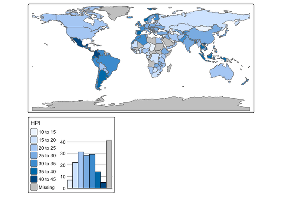A map with a histogram