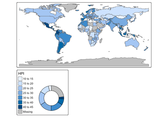 A map with a donut chart