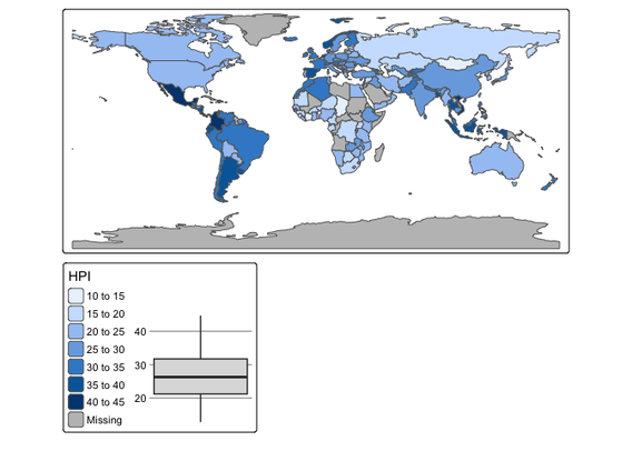 A map with a box plot