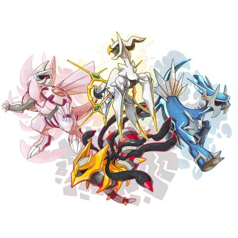 Very stylised drawing of the Sinnoh gods :)