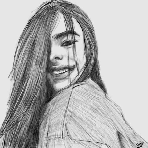 Dibujo digital de una chica sonriendo.