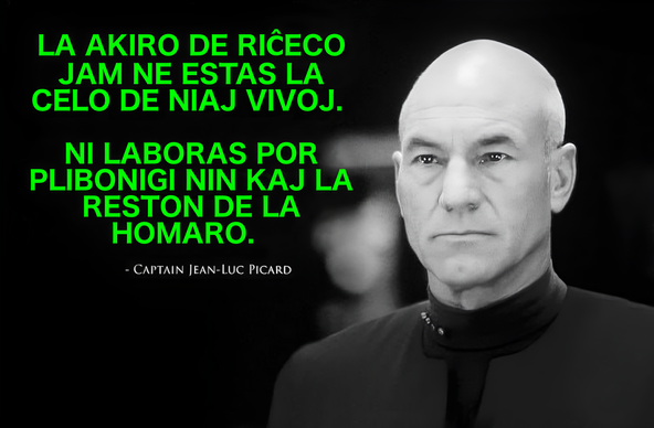 LA AKIRO DE RIĈECO JAM NE ESTAS LA CELO DE NIAJ VIVOJ. 

NI LABORAS POR PLIBONIGI NIN KAJ LA RESTON DE LA HOMARO.