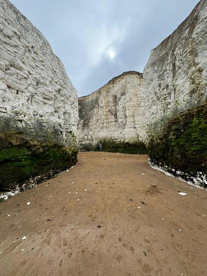 Massive limestone cliffs in Botany Bay beach, Kent