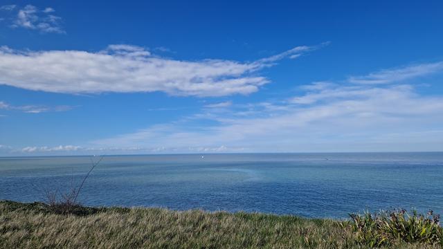 Blue waters of the English Channel on a relatively clear spring day