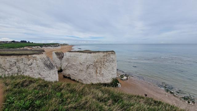 Limestone cliffs flank the English Channel at Botany Bay, Kent.