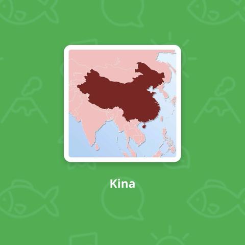Screenshot from uTalk with a graphic map of of China captioned with Hawaiian text “Kina”