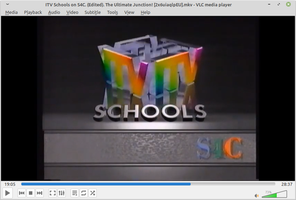 1990s ITV Schools rotating "rainbow ITVs" logo still frame