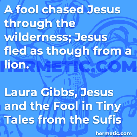 Hermetic quote Gibbs Jesus and the Fool Tiny Tales from the Sufis chased wilderness fled from lion