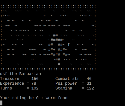 The Valley game

In the swamp scene, making progress, but my rating is still 0 - worm food!