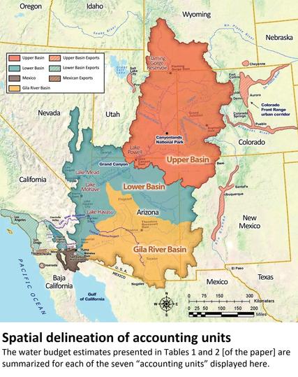 map - spatial delineation of accounting units, Colorado River Basin