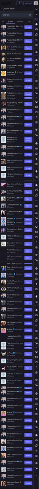 3 of 3 screenshot of searching for " @POTUS" from inforsec.exchange on 04/02/2024