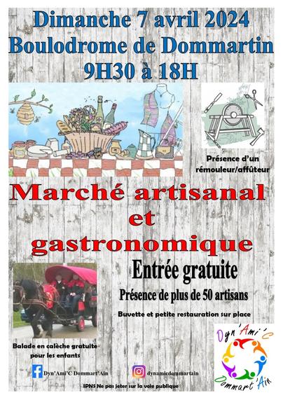 Affiche de la manifestation
Dimanche 7 avril 2024 Boulodrome de Dommartin 9H30 à 18H

Présence d'un rémouleur/affûteur

Marché artisanal et gastronomique

Entrée gratuite

Présence de plus de 50 artisans

Buvette et petite restauration sur place

Balade en calèche gratuite pour les enfants