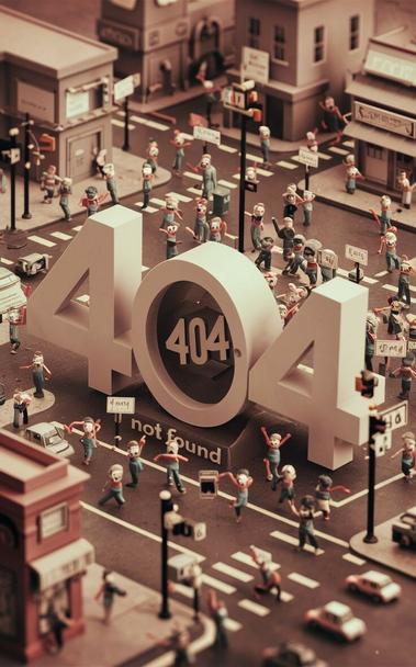 « Generated by ideogramai »
(An diorama of people running around confused in a town shaped like "404: not found") The town is made up of an elaborate diorama, with trees, traffic lights, shops, buildings, and cars. The image has a warm filter applied to it, 3d render