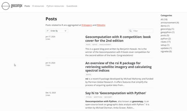 screen shot - geocompx Posts page