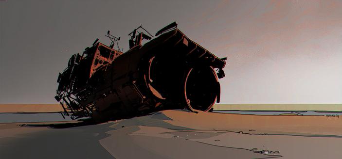 Scifi wreckage drawing
