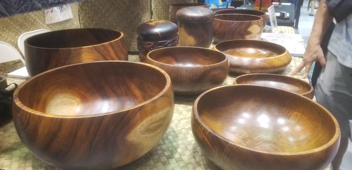 Shiny and beautiful, large wooden bowls.