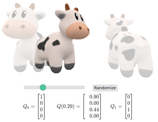 Screenshot from Keenan Crane's article showing a cute cartoon style rendition of a 3D cow model.