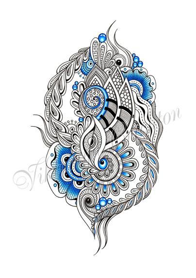 Winter Zenart_Modern abstract drawing in zenart style, handmade. Digital art print.