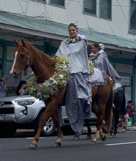 Fancy dressed woman on a fancy dressed horse.