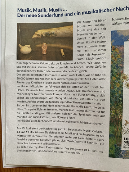 Zeitungsausschnitt aus dem Amtsblatt der Stadt Dippoldiswalde mit Ankündigung der Veranstaltung.