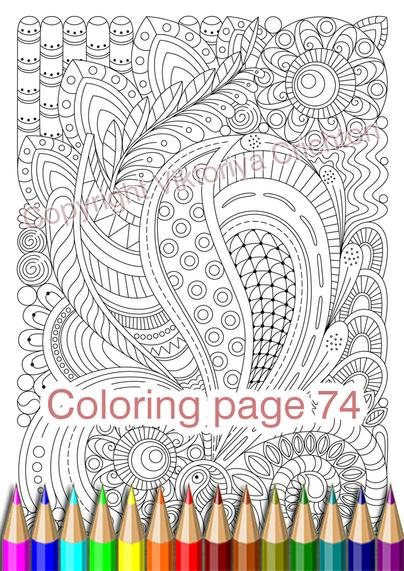 Zentangle art coloring page 74 for adults, digital abstract design, zenart pattern printable.