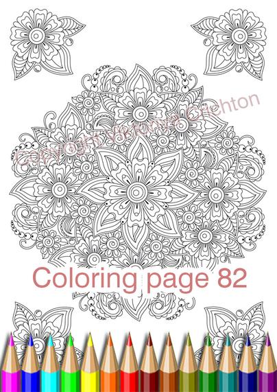 Mandala Coloring page 82 for adults, Zendala, zendoodleart flowers and leaves.