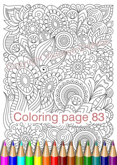 Zenart coloring page 83 for adults, digital abstract design, zentangle art pattern printable.
