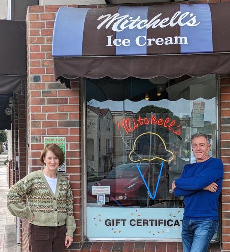 Linda Mitchell (L) and Brian Mitchell (R), co-owners of Mitchell's Ice Cream