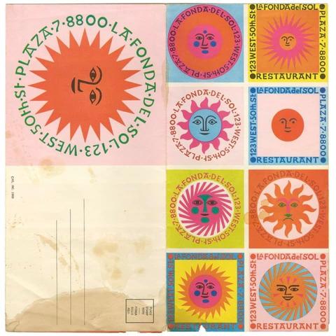 An unfolded brochure with the illustrations shown in the previous images and a blank panel for mailing info (with space for address and stamp).