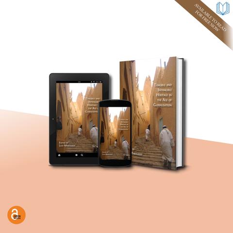 Cover of 'Tangible and Intangible Heritage' on a 3D image of a tablet, a phone, and a book.