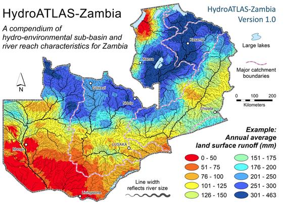 map - HydroAtlas data, Zambia