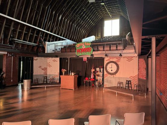 NCSSM’s set for Little Shop of Horrors in the Morganton Barn just before opening night!