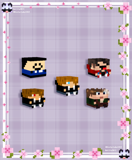 Skins o personajes del juego Minecraft, de unos streamers, en cubos pequeños